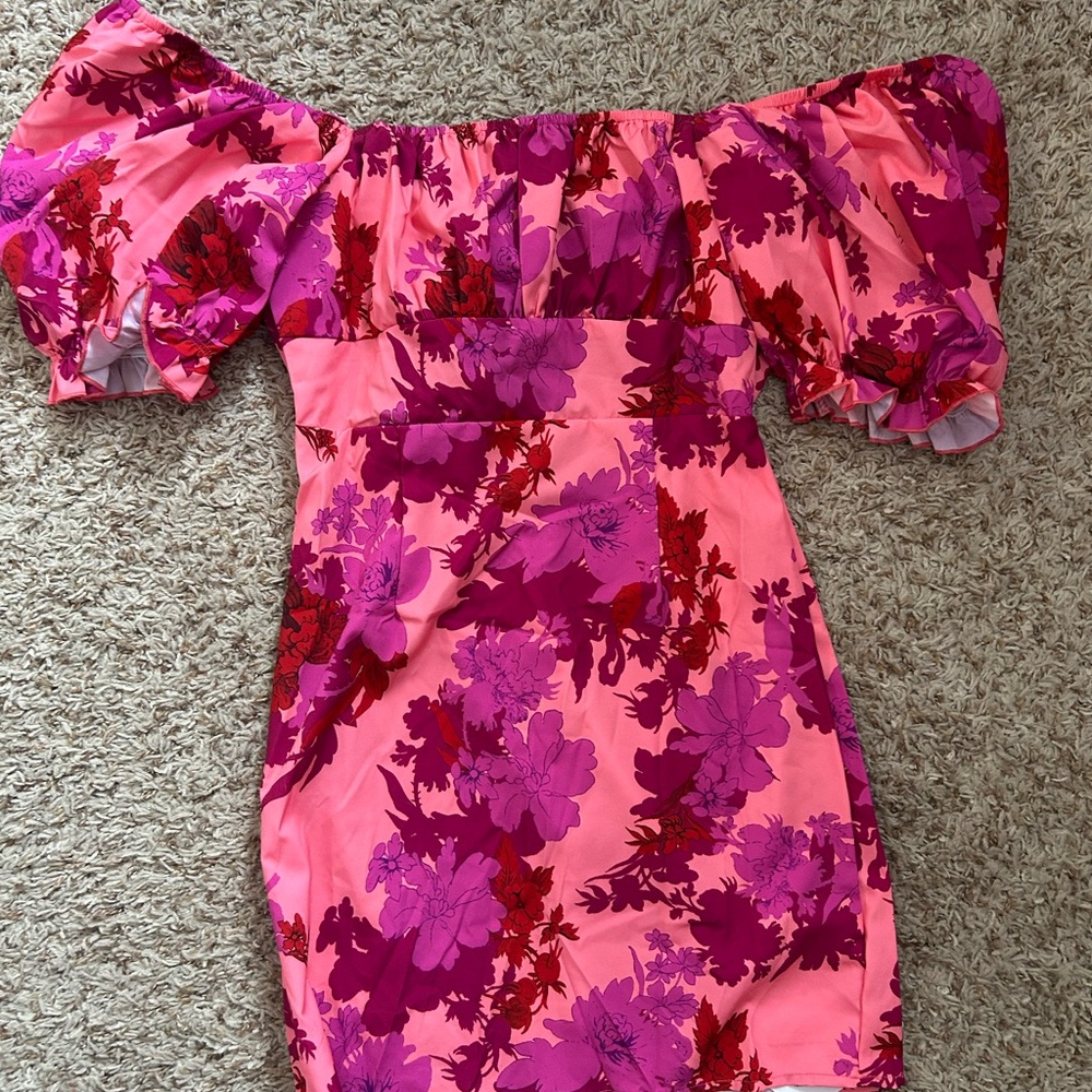 SHEIN Pink and Purple Floral Mini Dress